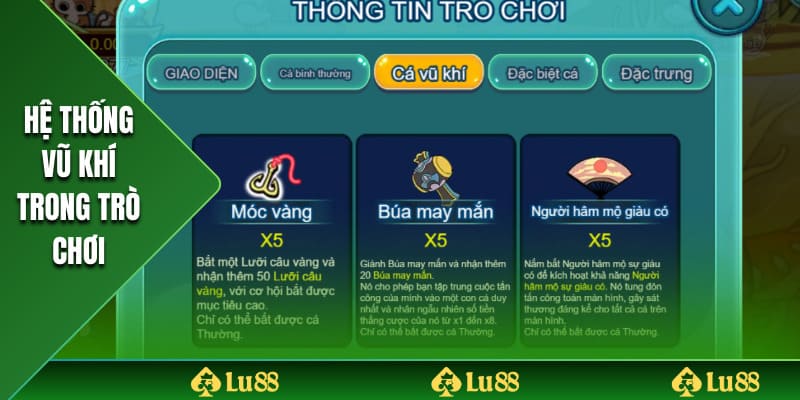 Điểm qua các loại vũ khí có trong trò chơi mèo săn cá