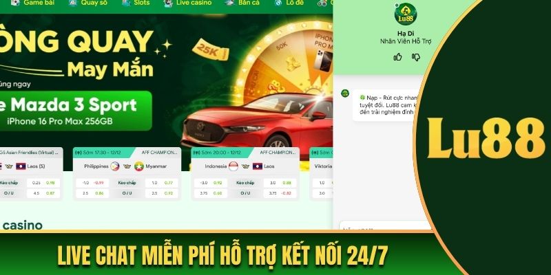 Live chat miễn phí hỗ trợ kết nối 24/7