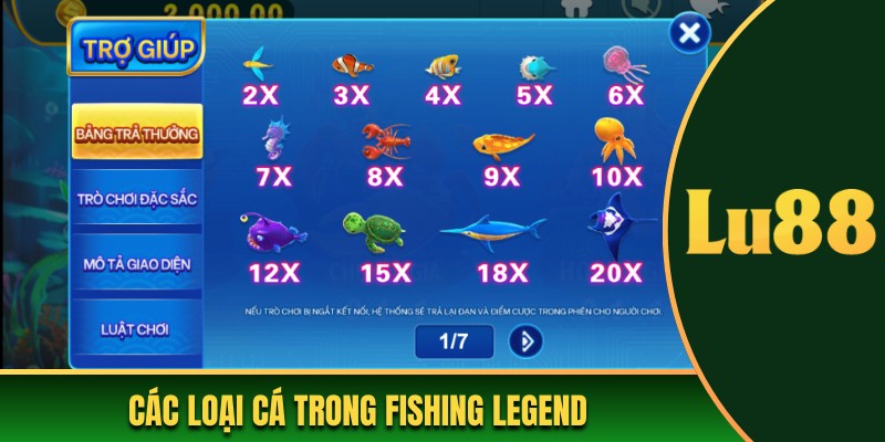 Các loại cá trong Fishing Legend